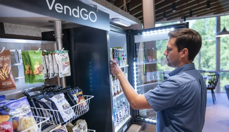 Employee shopping a VendGO micro market